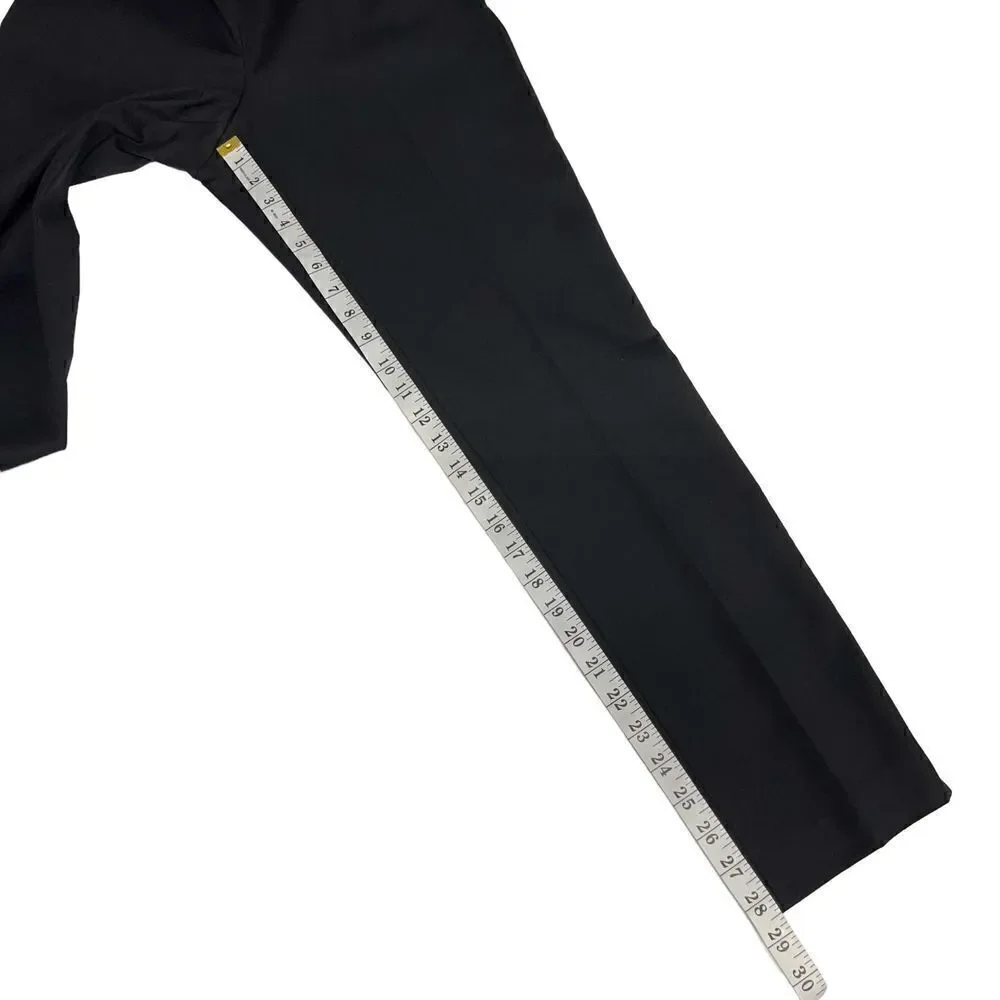 Vince Camuto Trouser Pants Satiny Black Side Zipper Ankle Slits Stretch Women 8